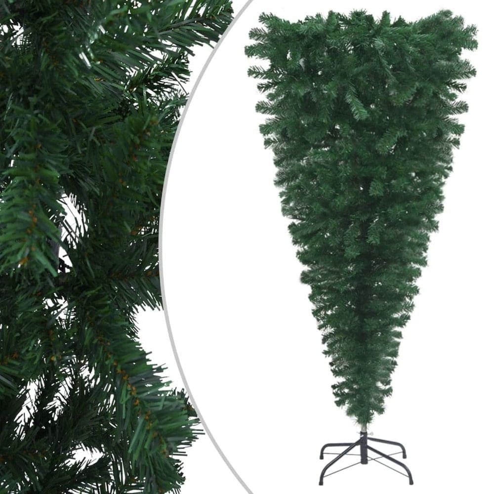 Árvore de Natal vidaXL invertida de 7 pés com suporte de PVC verde