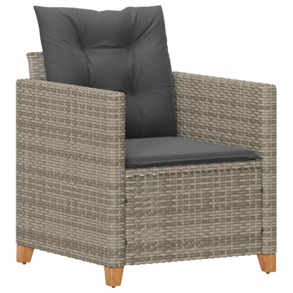 Cadeira de pátio vidaXL Poly Rattan Seat Acacia Frame Grey 24x26,4x27,2