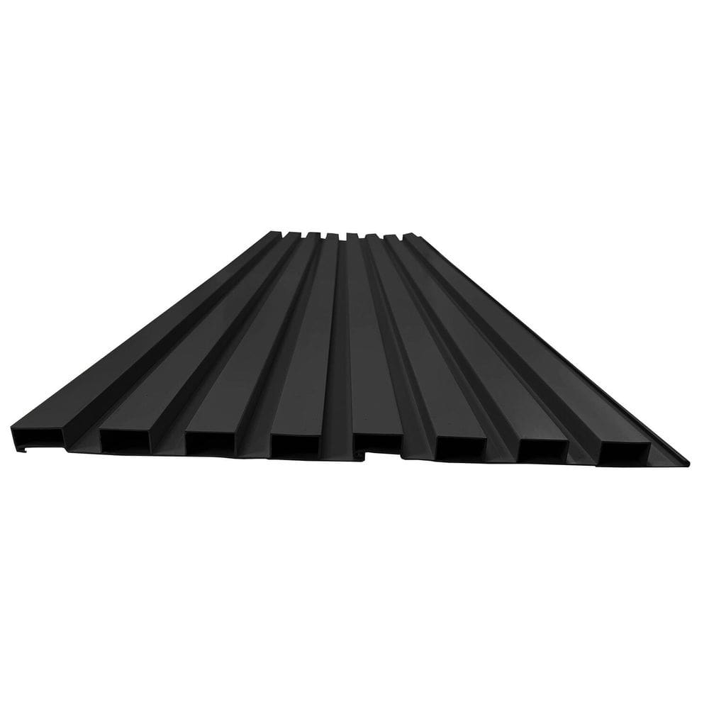 Painel Ripado Pvc Placa 100cm X 15cm 7 Placas = 1m² com 2 Acabamentos em L de 105cm Bariri Pvc - caixa com 7 Unidade - Preto