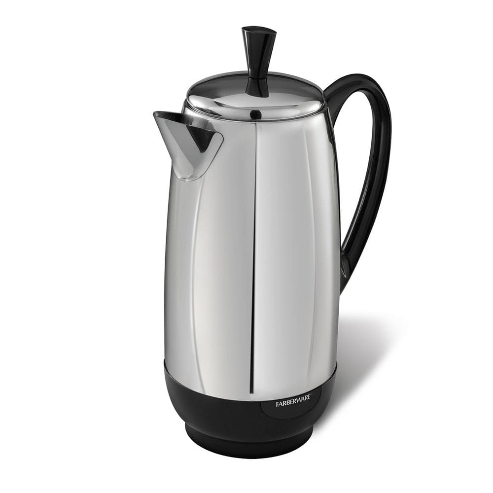 Coador de café Farberware de 12 xícaras de aço inoxidável elétrico