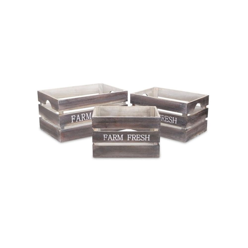Conjunto de caixas de armazenamento de madeira Cheung`s FP-3508-3 Farm Fresh 3 unidades