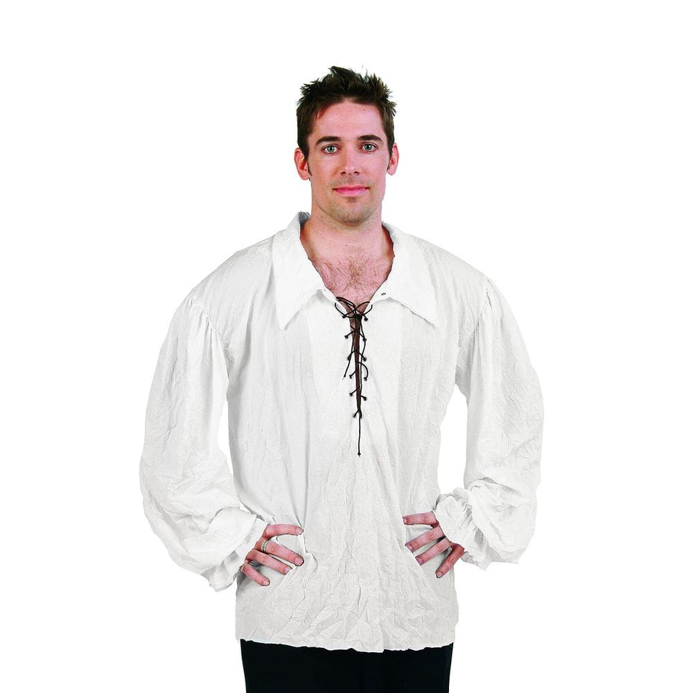 Camisa RG Costumes Renaissance para homens em poliéster branco