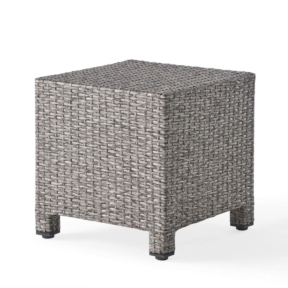Mesa de acento ao ar livre Benzara Perie 46 cm de rattan cinza