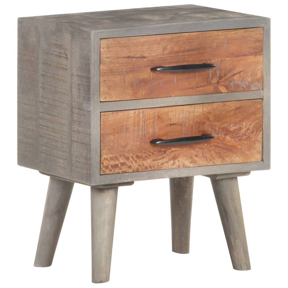 Armário de cabeceira vidaXL Solid Rough Mango Wood com gavetas