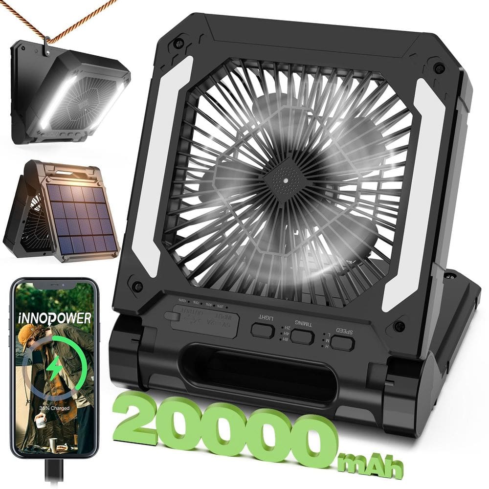 Ventilador portátil Innopower 20000mAh recarregável com painel solar