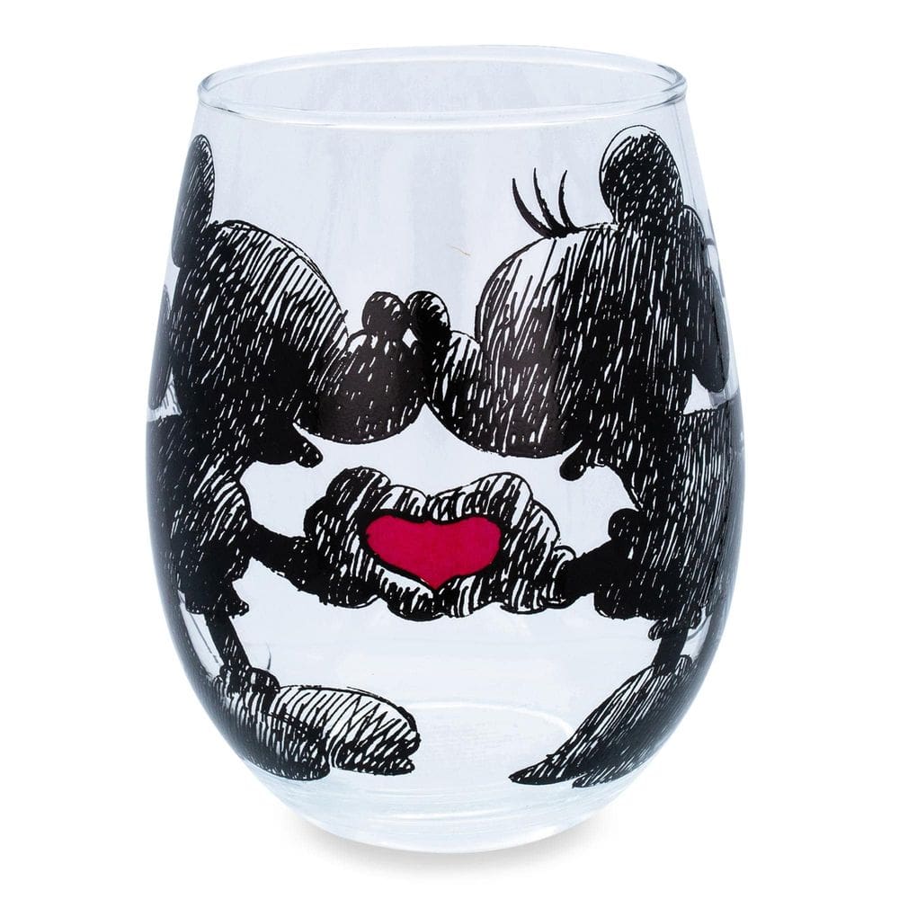 Copo de taça de vinho Disney Mickey and Minnie Mouse Heart