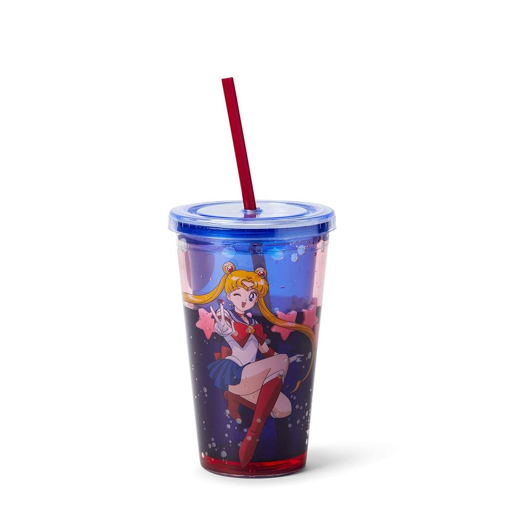 Carnival Cup Sailor Moon Confetti Plastic 470 ml com tampa e canudo
