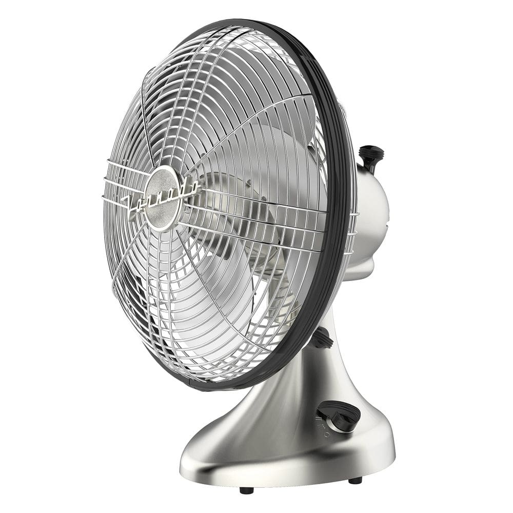 Ventilador de níquel escovado oscilante Vornado Silver Swan Vintage