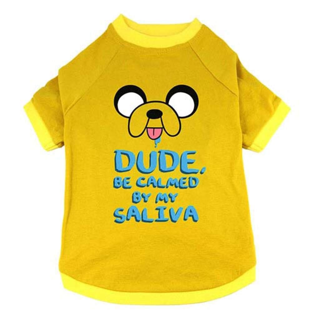 Camiseta Adventure Time Jake Saliva Dog amarela tamanho S