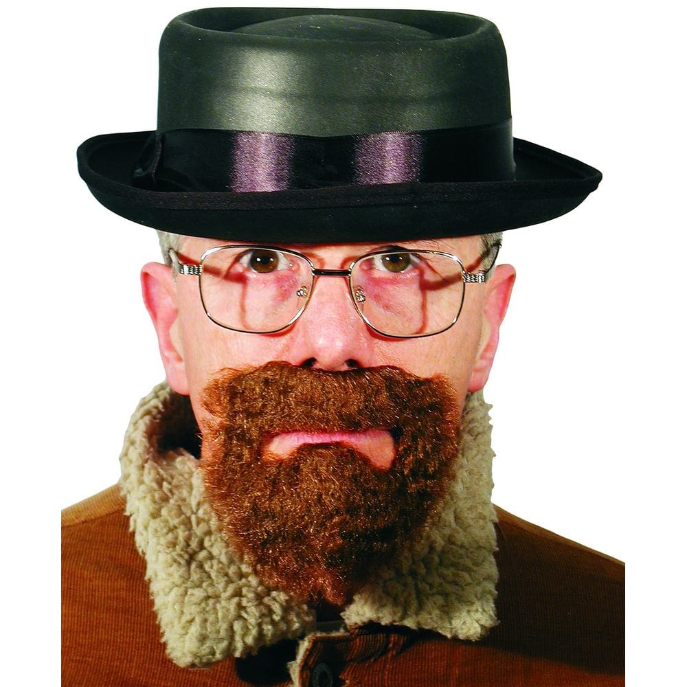 Kit masculino HMS Badness Brown com chapéu, óculos e barba autoadesiva