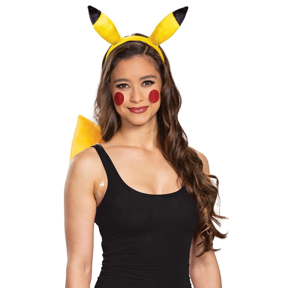 Acessórios de fantasia: disfarce, faixa de cabeça e cauda de Pokémon Pikachu