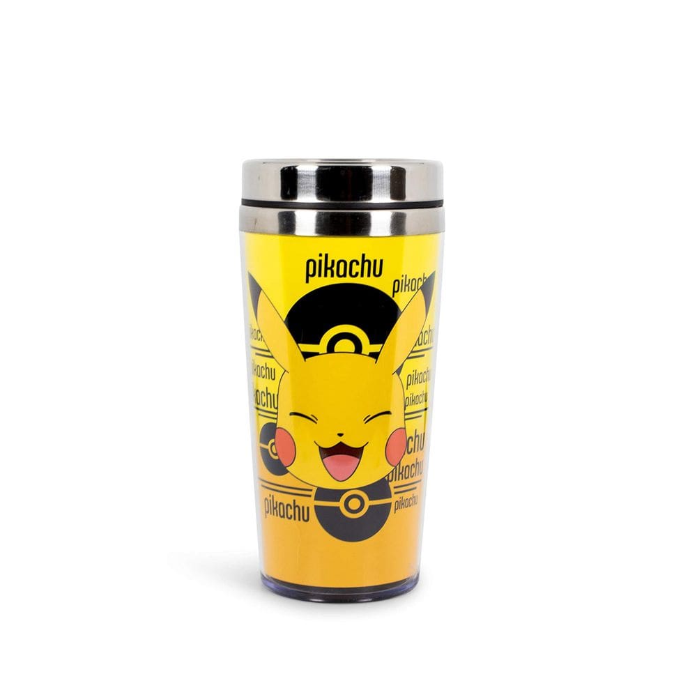 Caneca de viagem Pokémon Pikachu 473ml com tampa de aço inoxidável