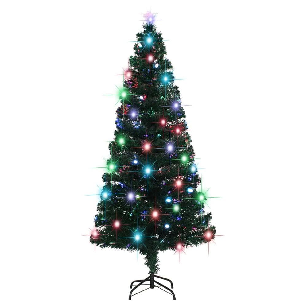 Árvore de Natal vidaXL pré-iluminada 180 cm com suporte verde de fibra óptica