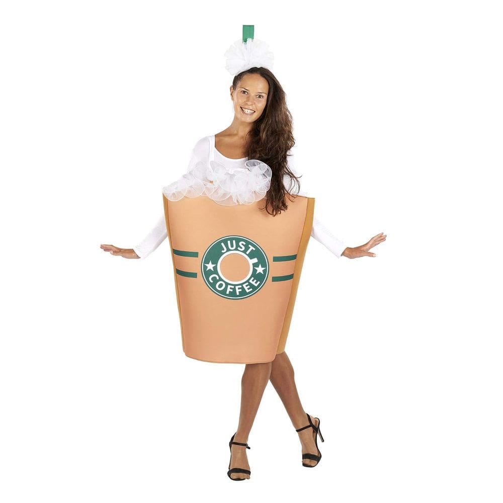 Fantasia Just Coffee para adultos com túnica e capacete | Tamanho único