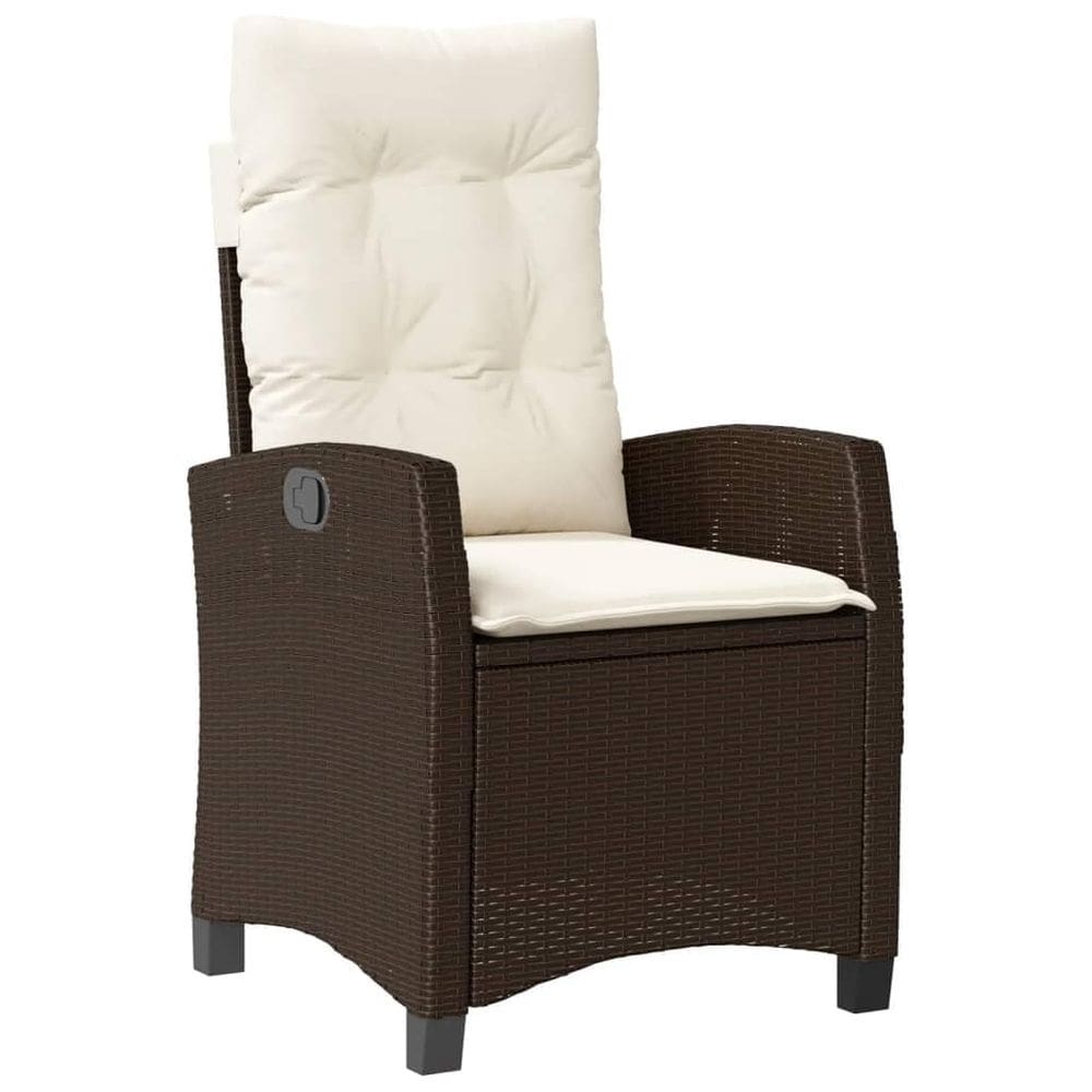 Cadeira de jardim vidaXL ajustável com almofada Brown Poly Rattan