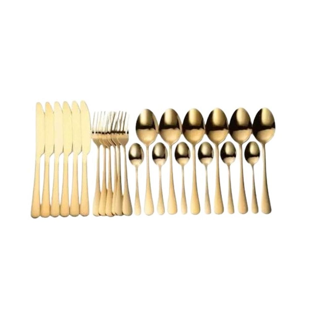 Faqueiro 24 Peças Aço Inox Dourado Positano Lyor