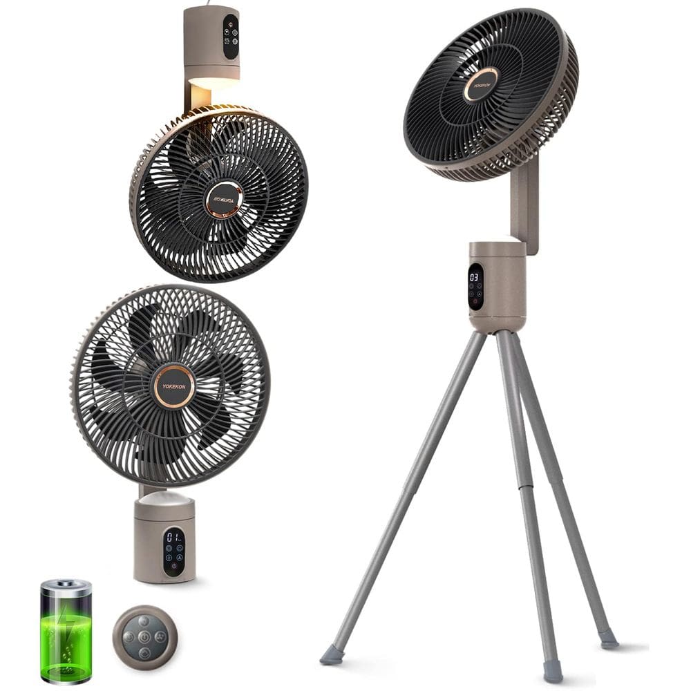 Ventilador de gazebo externo YOKEKON recarregável sem fio com controle remoto/luz