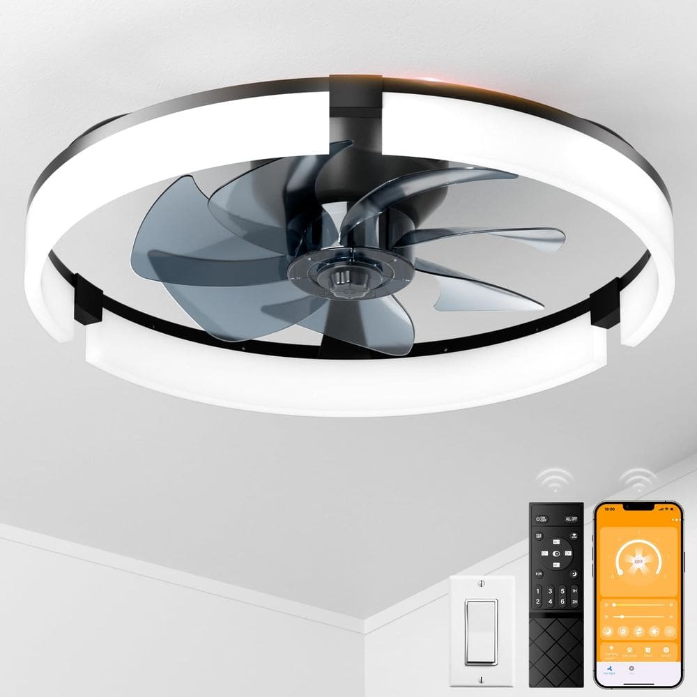 Ventilador de teto COONYES 20 Low Profile com luz de 50 cm com controle remoto