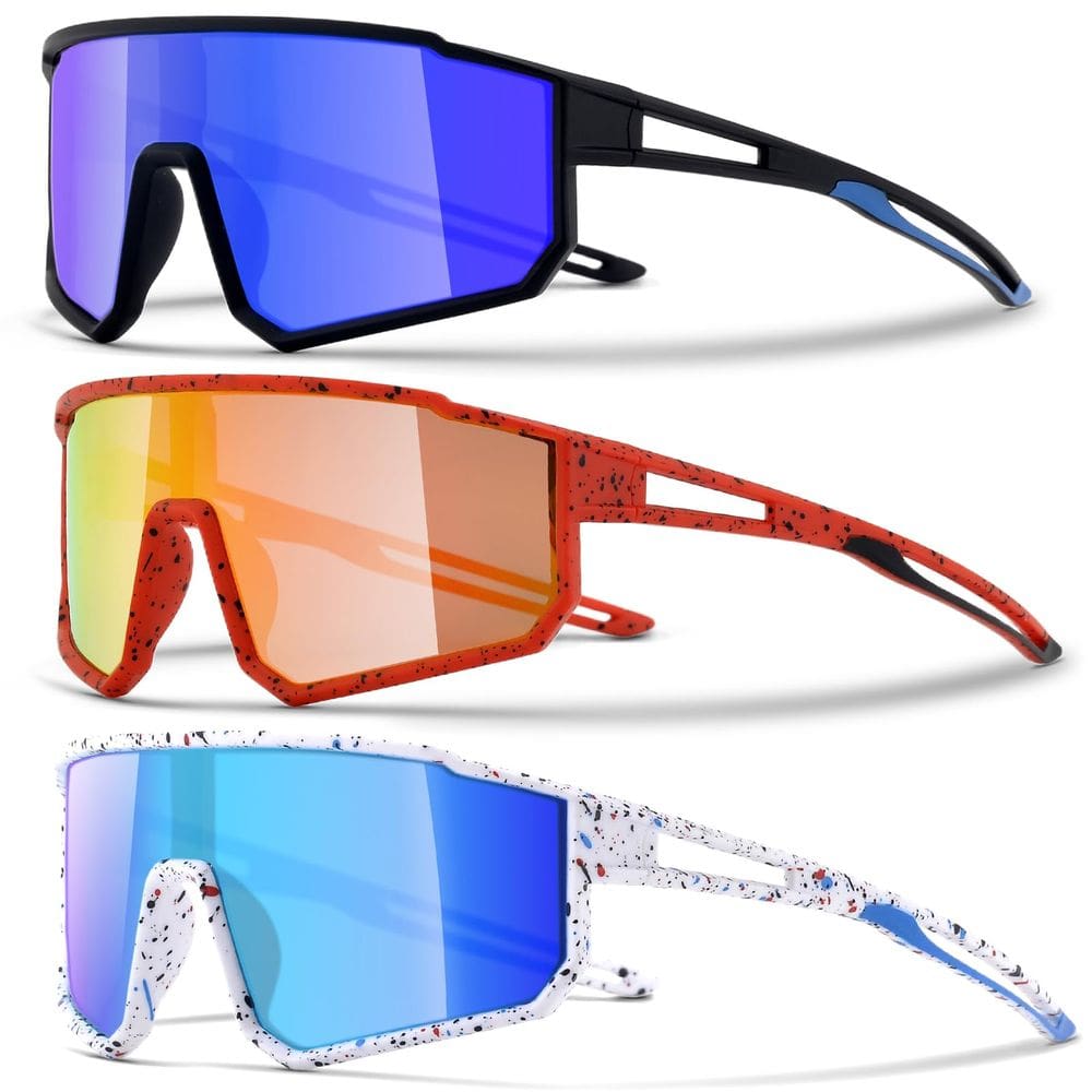 Óculos de sol CMBJJU Kids Baseball 6-14 UV400, pacote com 3