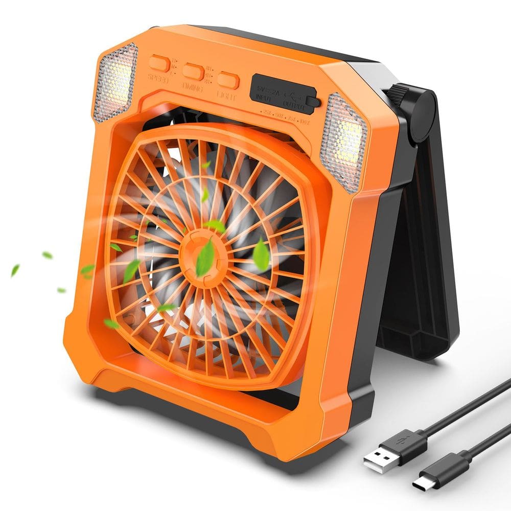Ventilador de acampamento DESHIMAO, alimentado por energia solar, 10000mAh, USB, recarregável