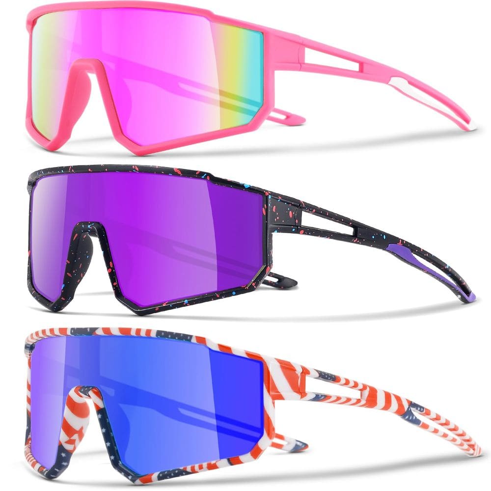 Óculos de sol CMBJJU Kids Baseball Cycling 8-14 UV400, pacote com 3