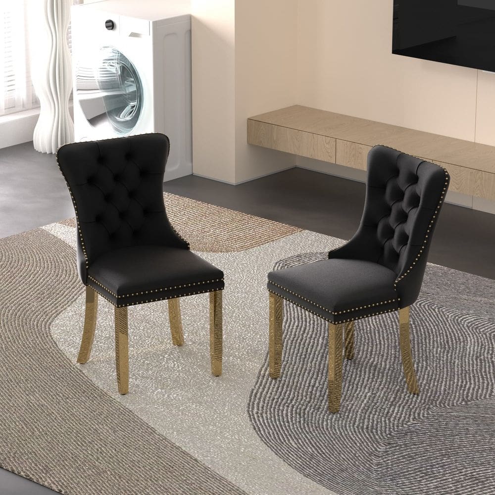 Conjunto de 2 cadeiras de jantar Sumdeal Velvet com anel traseiro com botão