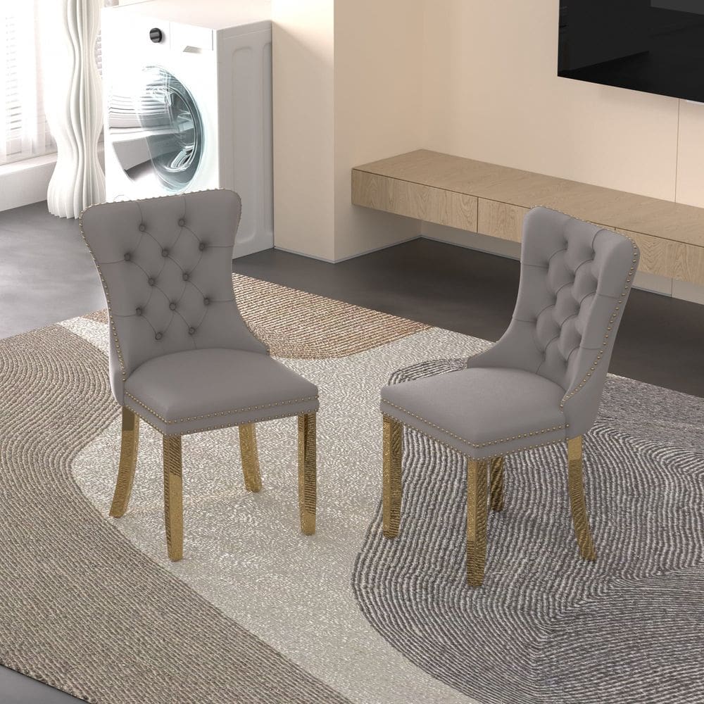Conjunto de 2 cadeiras de jantar Sumdeal Velvet com anel traseiro com botão