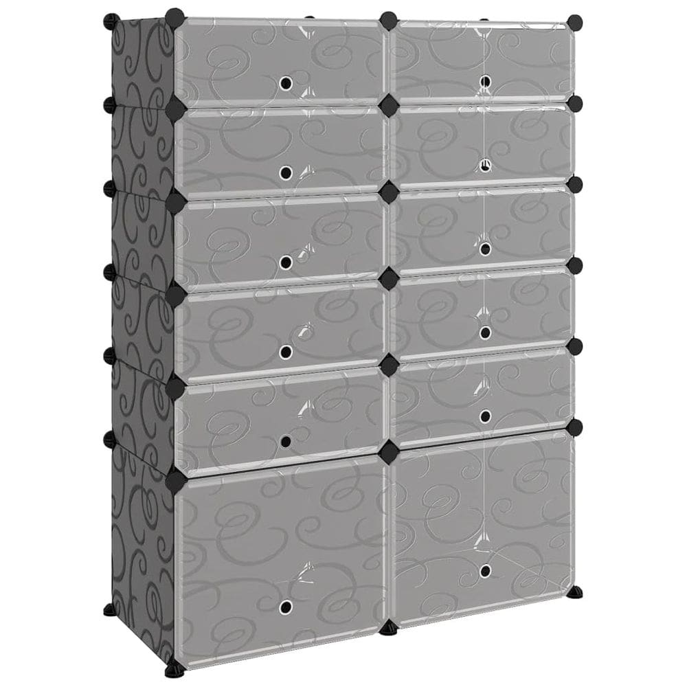 Sapateira vidaXL Modular 16 pares de PP preto com armação de aço