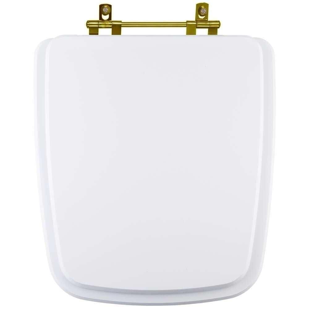 Tampa De Vaso Laqueado Suite Branco Para Bacia Incepa Com Ferragem Dourada