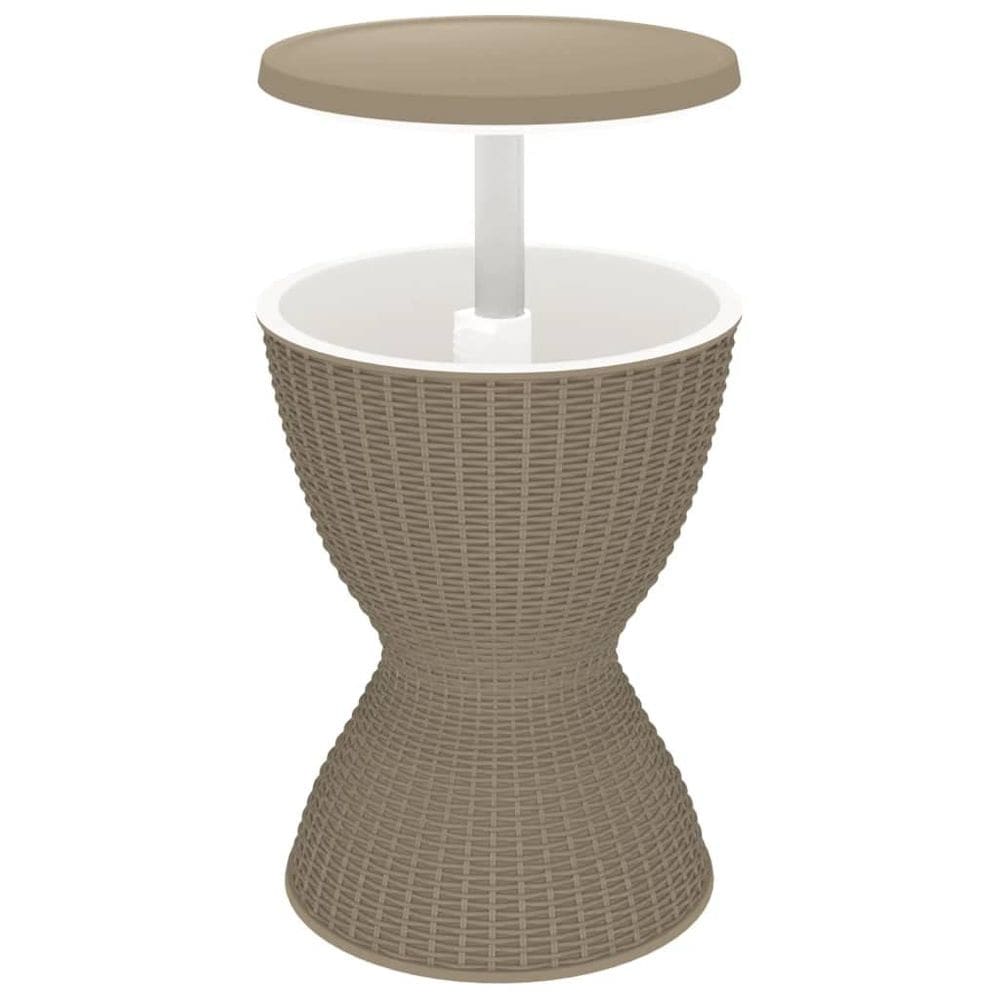 Mesa de pátio ao ar livre vidaXL 3 em 1 com refrigerador de gelo marrom claro