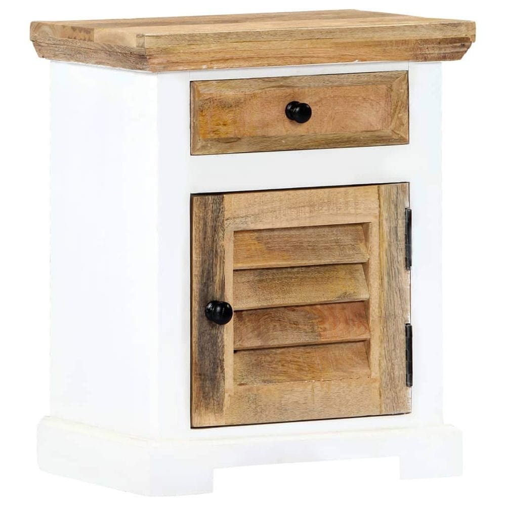 Mesa de cabeceira vidaXL Solid Rough Mango Wood branca/marrom