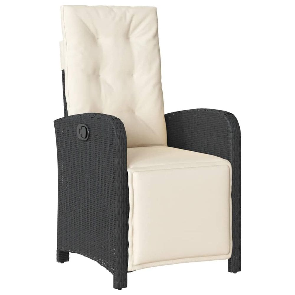 Cadeira de pátio reclinável vidaXL Black Poly Rattan com apoio para os pés