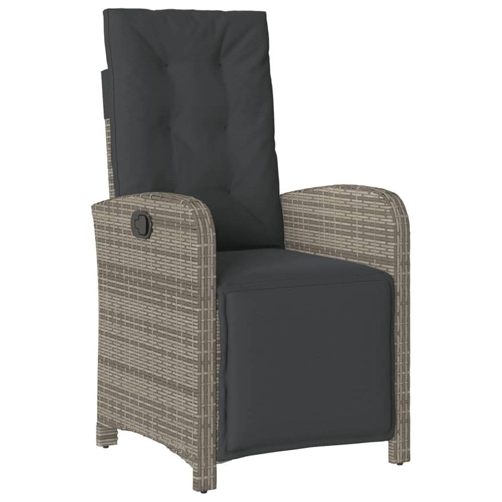 Cadeira de pátio reclinável vidaXL Grey Poly Rattan com apoio para os pés
