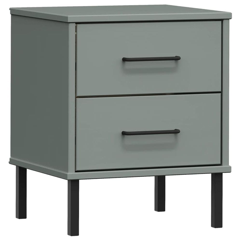Armário de cabeceira vidaXL Oslo Solid Pine Wood Grey 2 gavetas