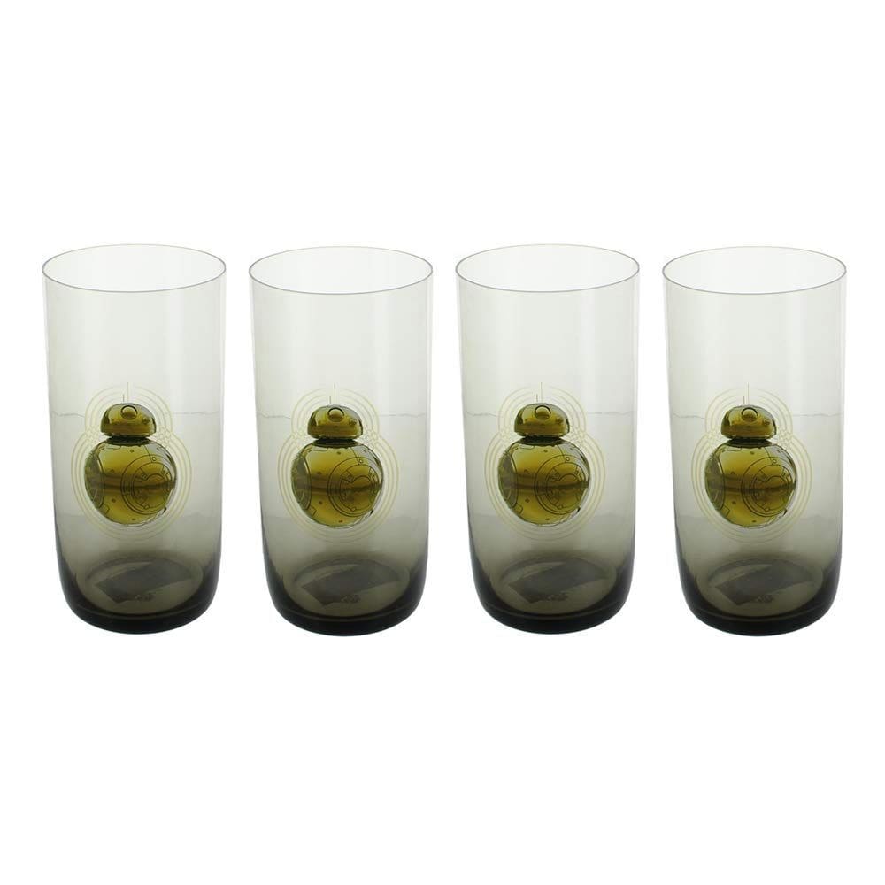 Conjunto de copos de vidro Star Wars Bb-8 600 ml preto x4 Toynk
