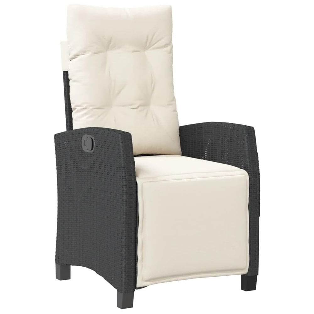 Cadeira de pátio reclinável vidaXL Black Poly Rattan com apoio para os pés