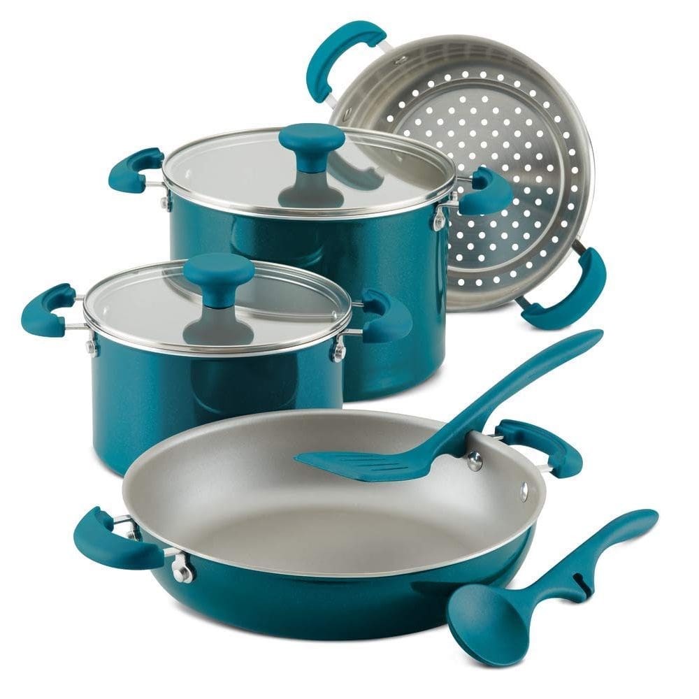 Conjunto de utensílios de cozinha Rachael Ray Aluminium de 8 peças Teal Shimmer