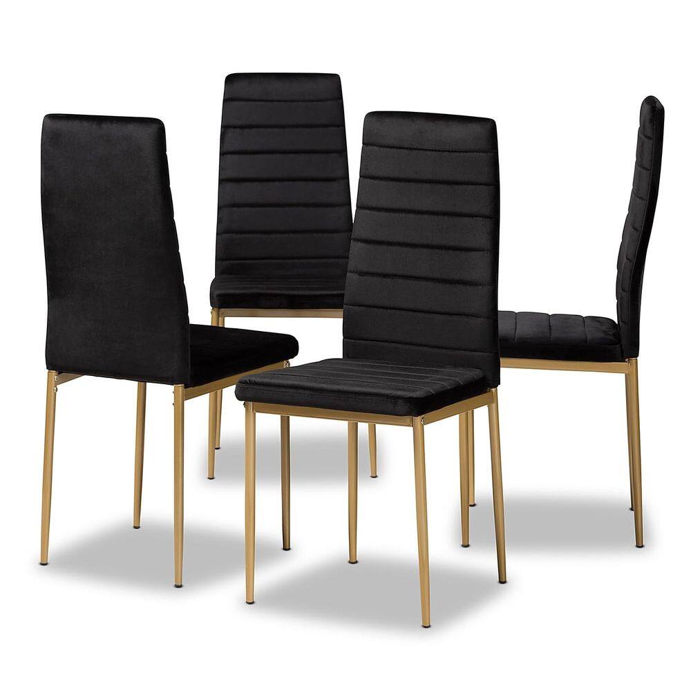 Conjunto de cadeiras de jantar Baxton Studio Armand Modern Glam Black Velvet