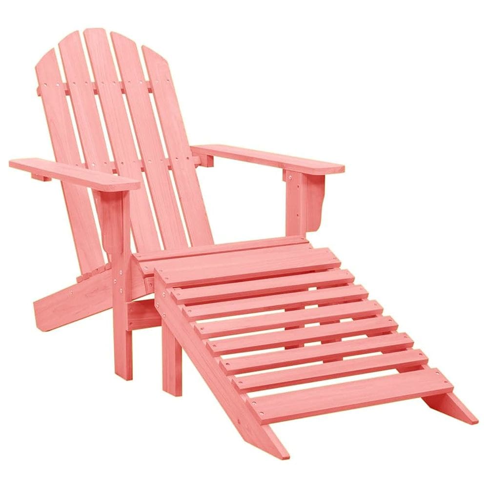 Cadeira Patio Adirondack VidaXL com madeira rosa otomana removível