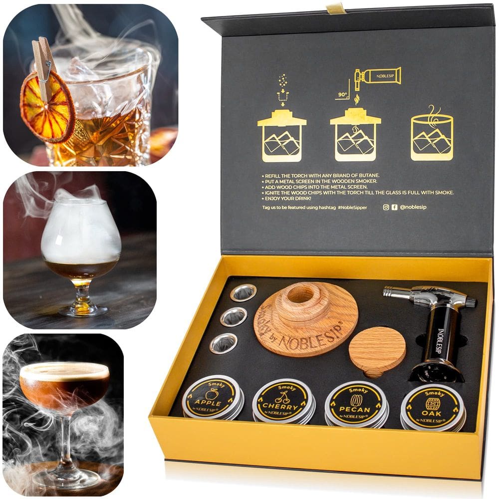 Kit para fumantes de coquetéis NobleSip Smoky para uísque e bourbon