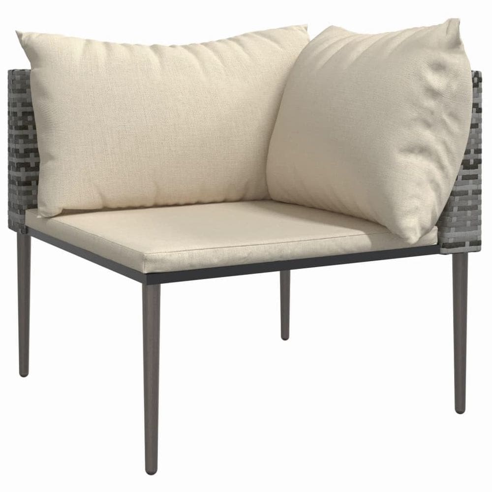 Sofá de canto ao ar livre para pátio vidaXL Elegant Grey Poly Rattan