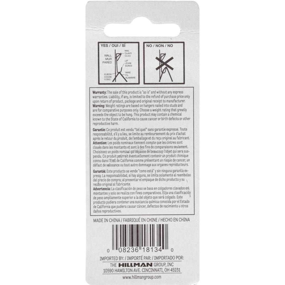 Cabide para fotos Hillman 121030 Zinc, pacote com 6, 13,5 kg
