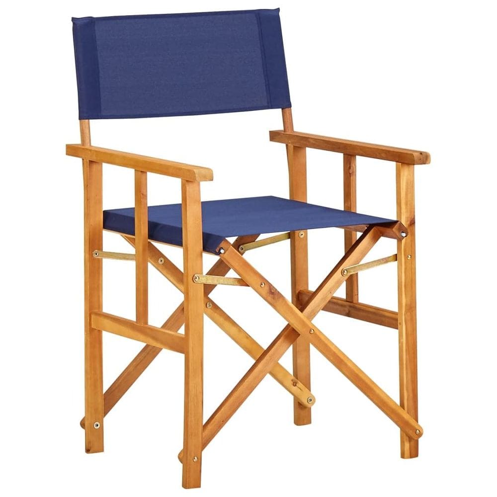 Cadeira de diretor vidaXL Solid Acacia Wood Blue Dobrável