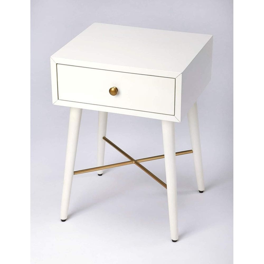 Mesa final Offex, retangular moderna de meados do século, branca