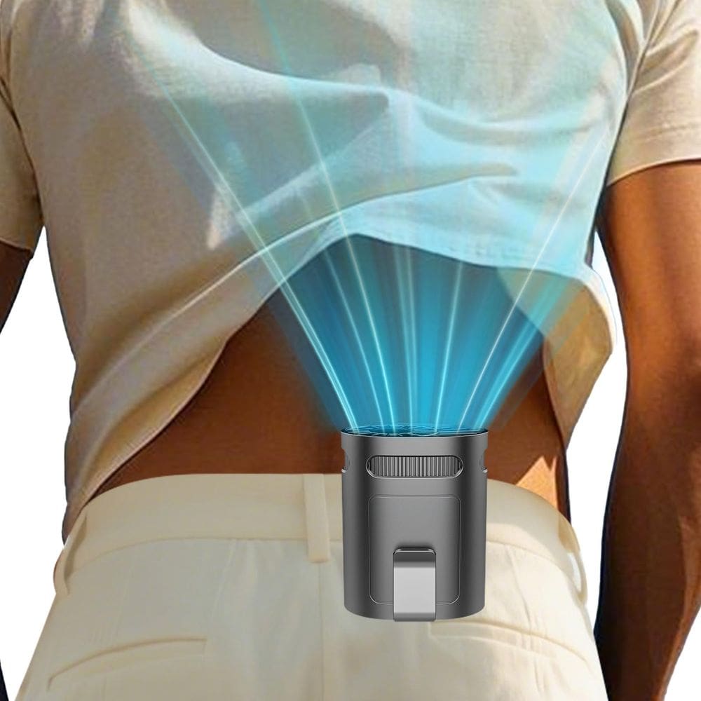Ventilador de cintura KJXIC Mini Leve Portátil Recarregável Preto