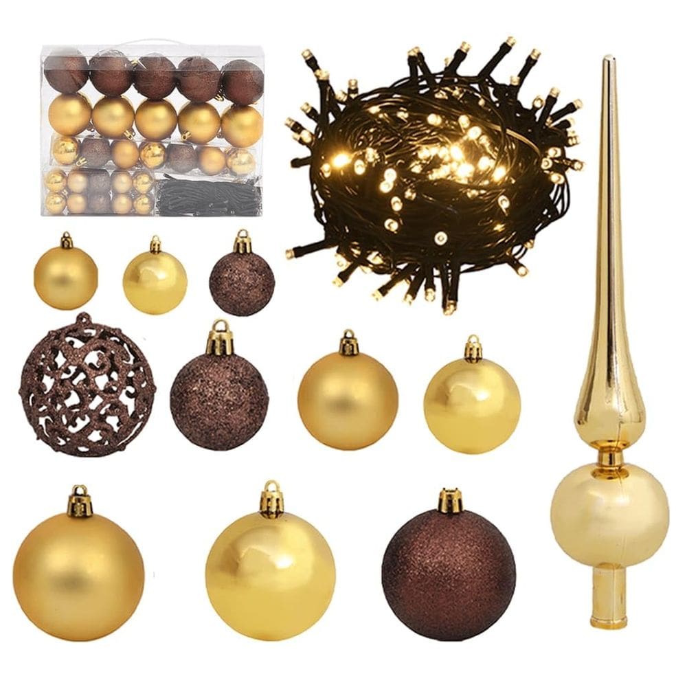 Conjunto de bolas de Natal vidaXL 61 peças com pico e 150 LEDs