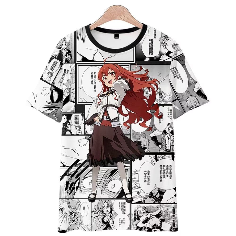 T-shirt anime Mushoku Tensei COS em torno de 8D Soma de impressão