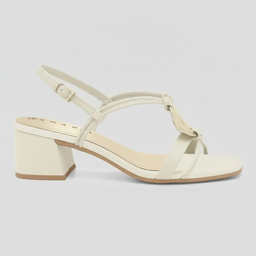 Sandália Feminina Ramarim Salto Baixo Fivela Dourada 2530204