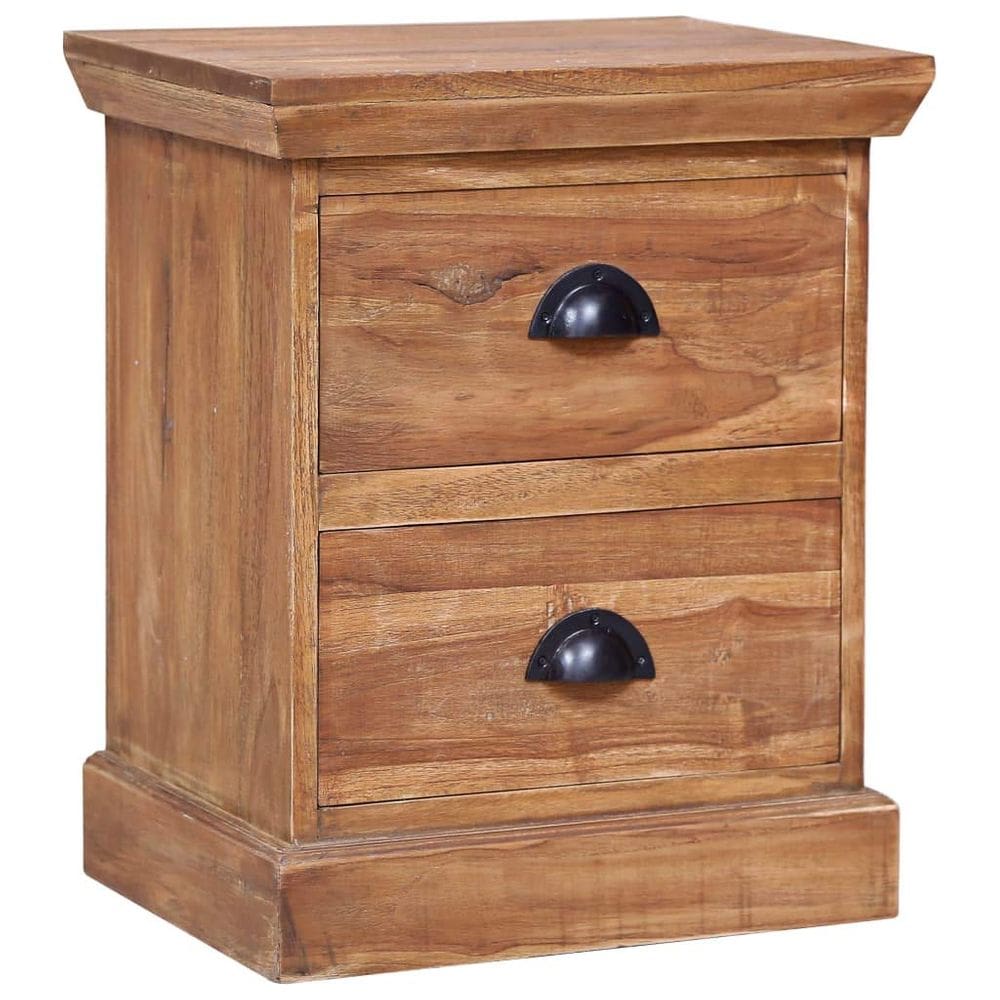 Armário de cabeceira vidaXL Solid Teak 40x30x50cm com 2 gavetas