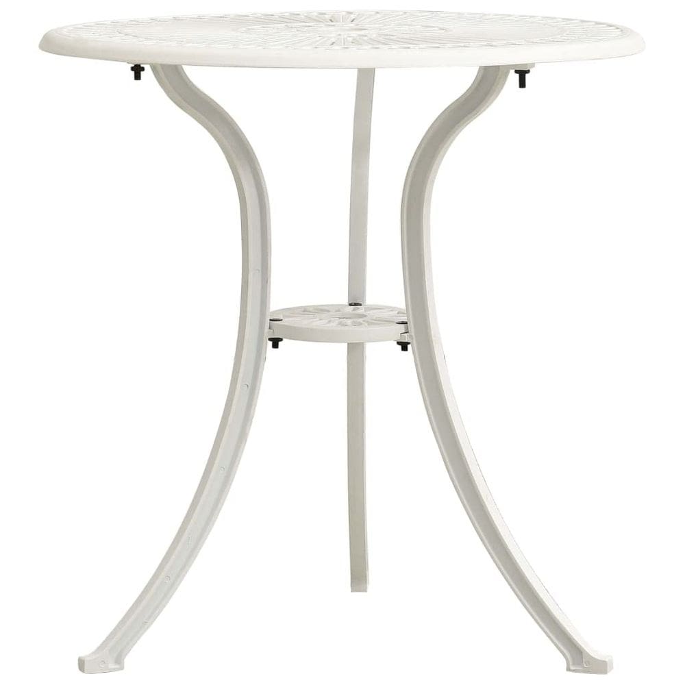 Mesa de pátio VidaXL em alumínio fundido branco 62x65cm com orifício para guarda-chuva